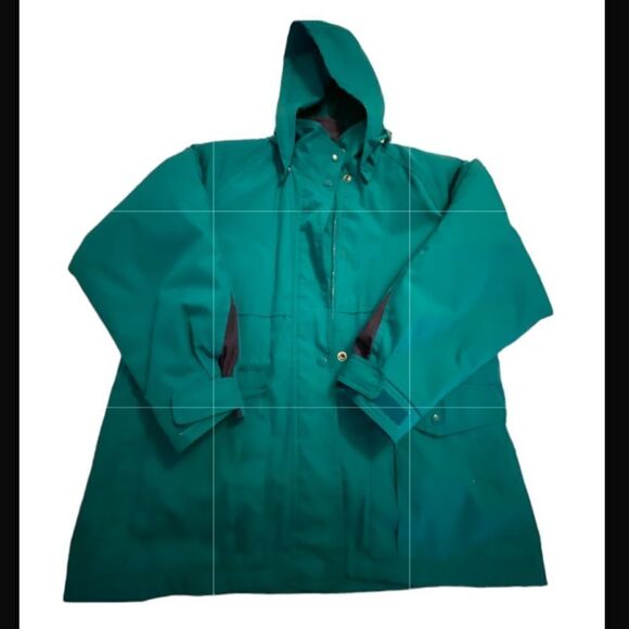Towne from London Fog Teal lined jacked with removable hood, zippered, snapped - Picture 1 of 14